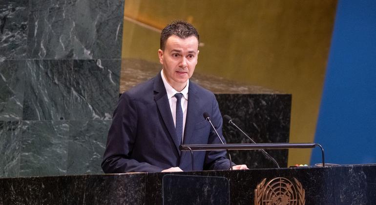 Spain's permanent representative to the United Nations, Ambassador Hector Jose Gomez, speaking in the tenth emergency emergency session on the illegal Israeli acts in the occupied Palestinian territory. Spain's permanent representative to the United Nations, Ambassador Hector Jose Gomez, speaking in the tenth emergency emergency session on the illegal Israeli acts in the occupied Palestinian territory.
