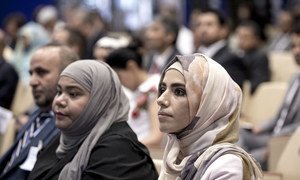 2019年，在粮农组织总部罗马参加会议的沙特妇女。