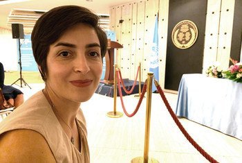 Adiba Qasim attends an event at UN Geneva to celebrate World Humanitarian Day. (20 August 2019)