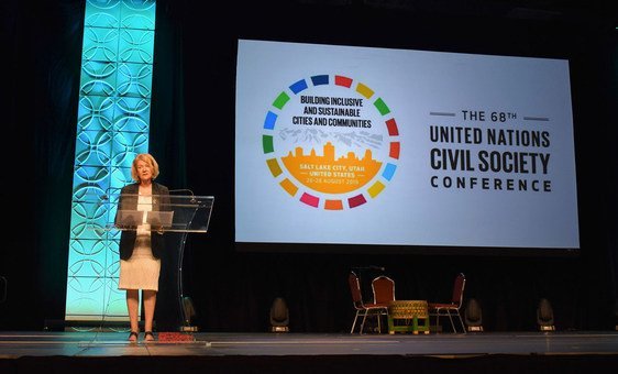 UN Under-Secretary-General for Global Communications, Alison Smale, speaks at the 68th UN Civil Society Conference in Salt Lake City, Utah.  (26 August 2019)