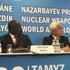  Лассина Зербо, глава ОДВЗЯИ и покойный Генеральный директор МАГАТЭ Юкия Амано были награждены премией Назарбаева за их работу в области нераспространения ядерного оружия. 