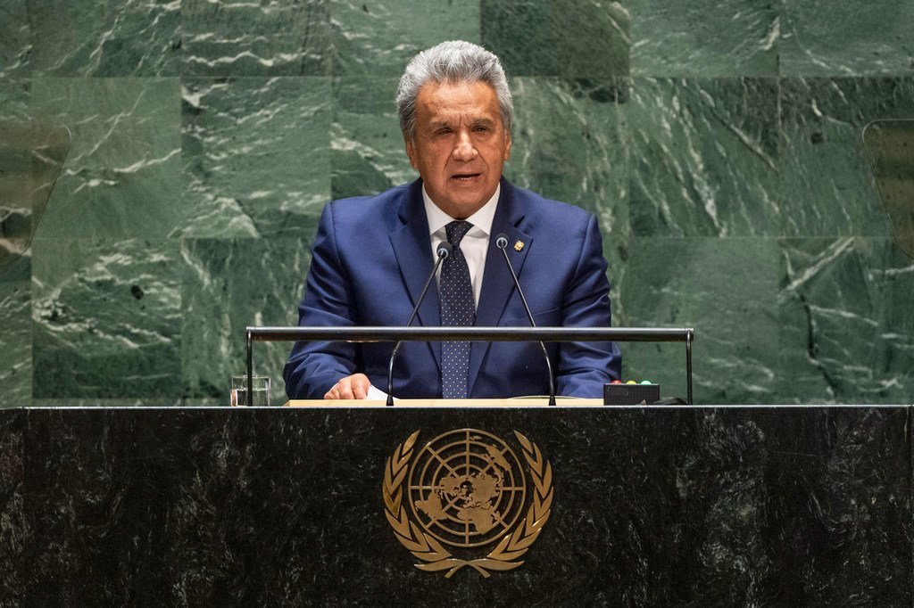 Lenin Moreno Garcés, presidente de la República del Ecuador, se dirige a la 74ª sesión del Debate General de la Asamblea General de las Naciones Unidas