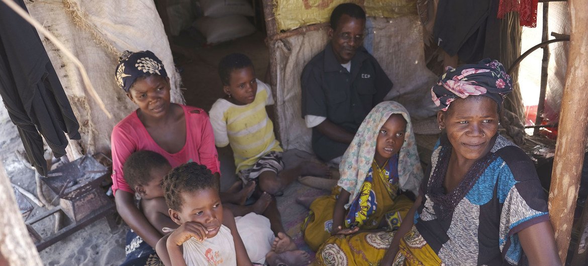 Família deslocada em Palma, província de Cabo Delgado, Moçambique