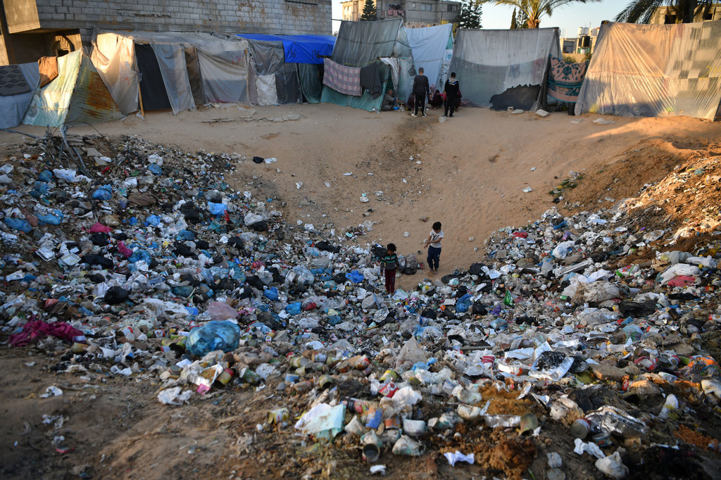 Civilians in Gaza have been displaced multiple times and forced to find shelter in areas with little public or sanitation services.