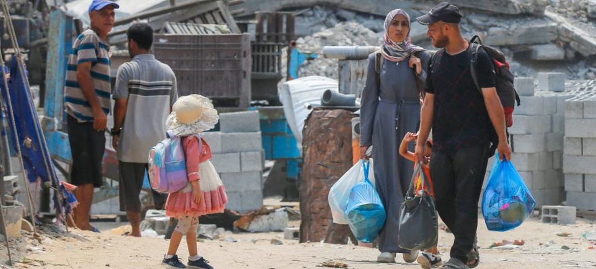 A family on the move in Gaza where 10 months of war and stifling summer temperatures have increased the risk of disease spreading