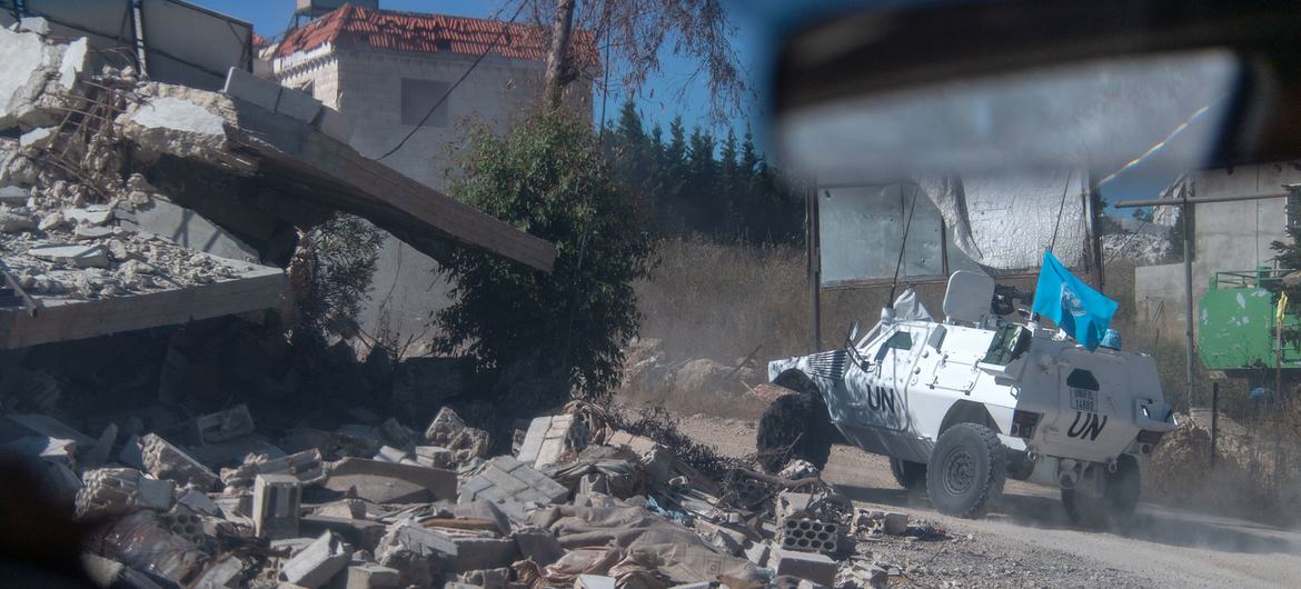 A UNIFIL logistical convoy near Houla, Lebanon in July 2024. (file)