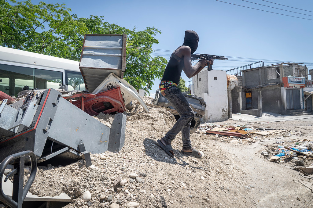A gang member operates in a neighbourhood of Port-au-Prince.