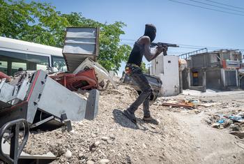 A gang member operates in a neighbourhood of Port-au-Prince.