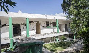 L'hôpital de Référence Communautaire de l'Asile dans le sud-ouest d'Haïti a été fortement endommagé lors du séisme du 14 août 2021.