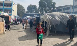 A former UNRWA school is used to accommodate displaced families in Gaza.