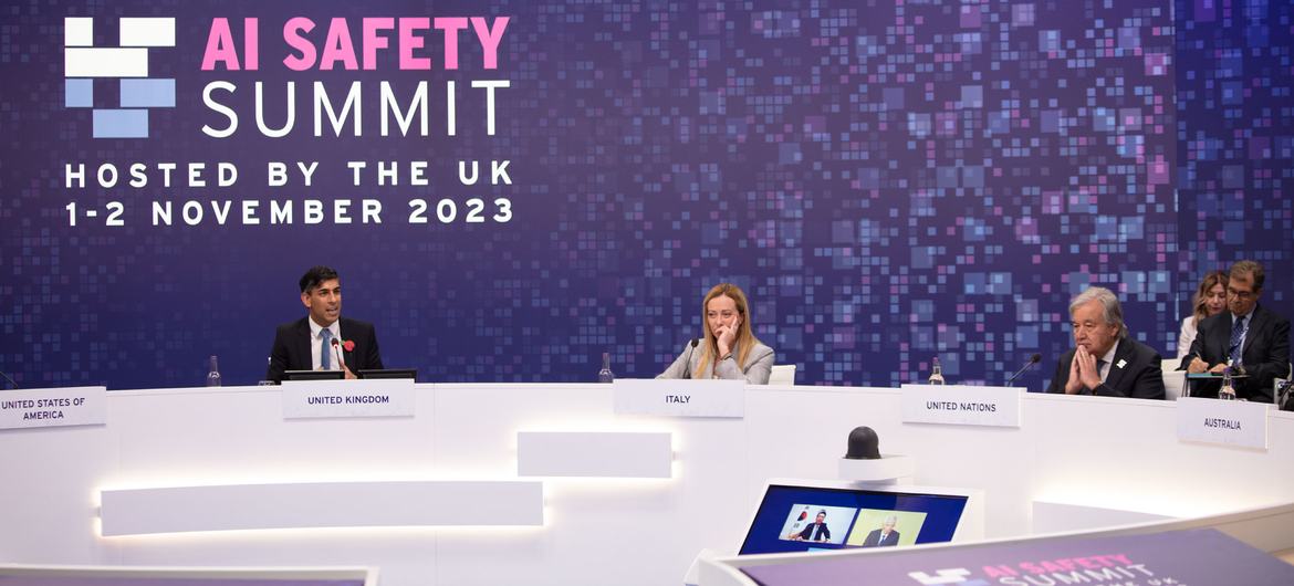United Nations Secretary-General António Guterres (right) attends the AI Safety Summit in London, UK.