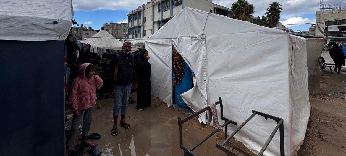 In Gaza, over 1.9 million displaced people live in overcrowded shelters and tents, struggling to survive daily.