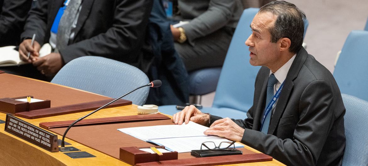 El subsecretario general para Asuntos Políticos, Khaled Khiari, en el Consejo de Seguridad de la ONU.