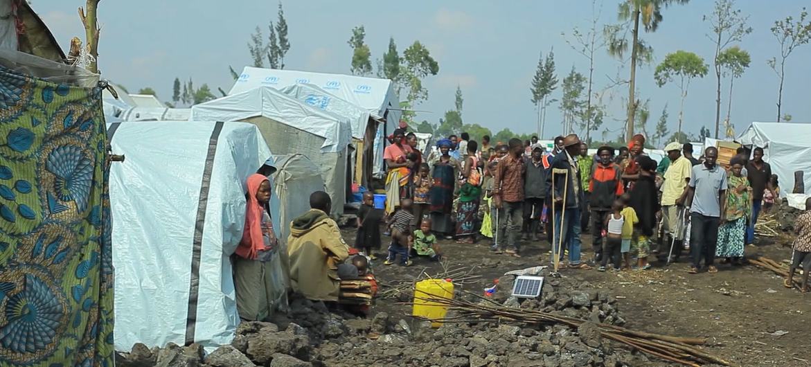 Internally displaced persons (IPDs) sheltering at a camp in Goma, Democratic Republic of the Congo.