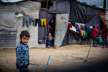 Many families are living in temporary shelters in Rafah.