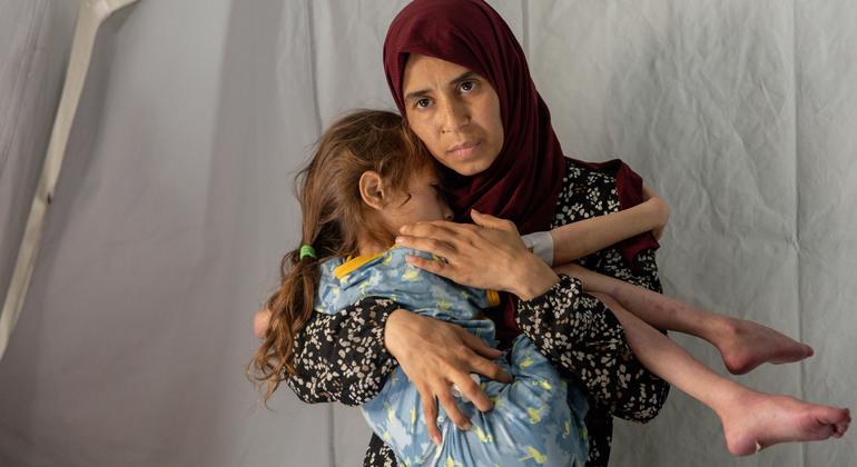 A seven-year-old patient with severe acute malnutrition and dehydration was transferred to a field hospital in southern Gaza in April amid a looming famine in the north.