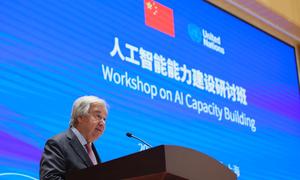 Secretary-General António Guterres addresses workshop on artificial intelligence and capacity building, co-hosted by the United Nations and China in Shanghai.