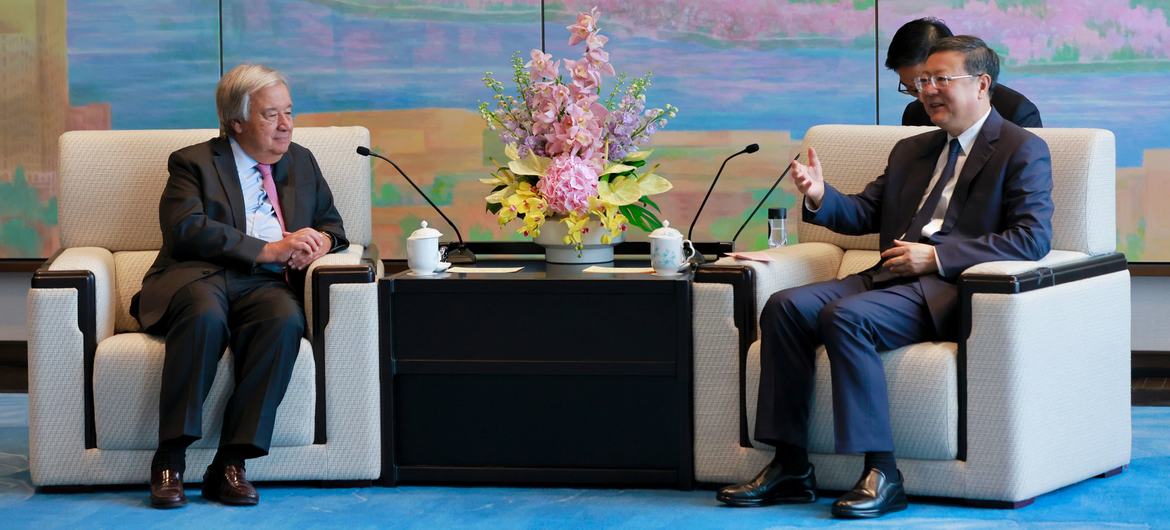 Secretary-General António Guterres meets with Chen Jining, the Secretary of the CPC Shanghai Committee.