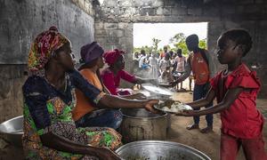 Lunch is served at a school in Kindamba, DR Congo. 