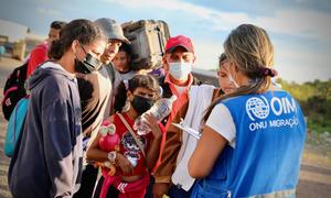 Venezuelan migrants are registered at a temporary accomodation centre in Pacaraima, North of Brazil.