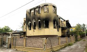 Damaged buildings in Irpin, Ukraine.