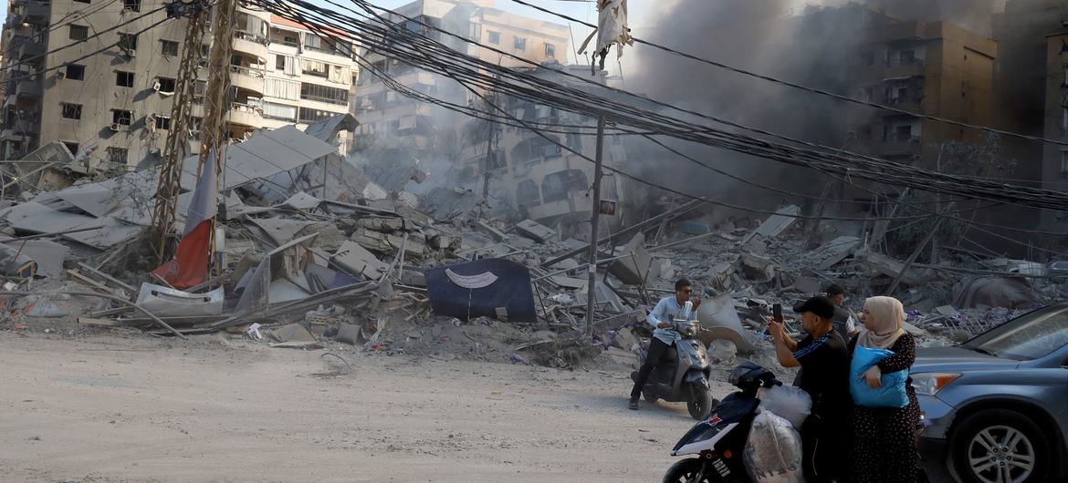 Beirut's southern suburbs are in ruins after Israeli airstrikes in Lebanon.