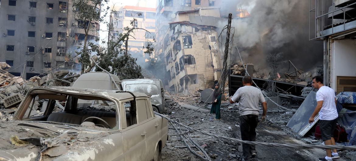 Destruction on the outskirts of Beirut.