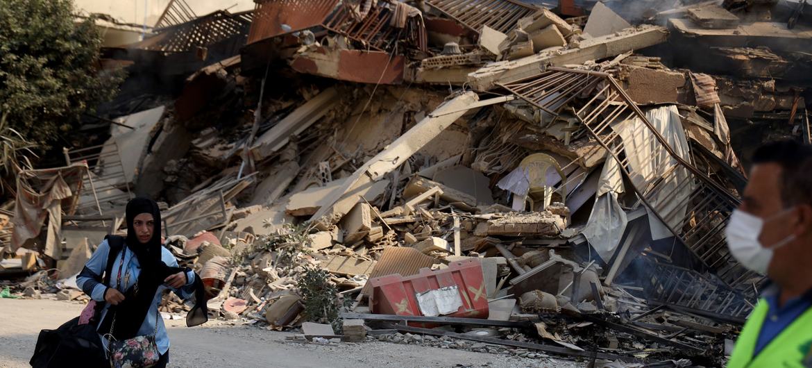 Southern suburbs of Beirut following recent Israeli airstrikes.