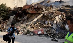 Southern suburbs of Beirut following recent Israeli airstrikes.