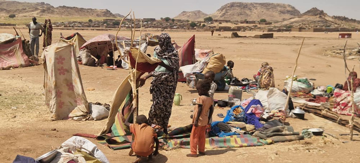 People who have fled conflict in El Fasher in Darfur set up shelters in Tawila.