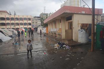 One of the schools serving as a shelter in the city of Khan Younis, Gaza.