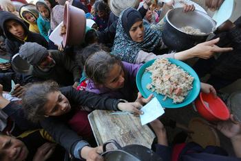 Раздача продовольствия в Газе.  