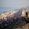 Palestinians return from the south to the north of Gaza, during the ceasefire in February and which ended on 18 March.