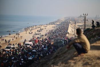 Palestinians return from the south to the north of Gaza, during the ceasefire in February and which ended on 18 March.