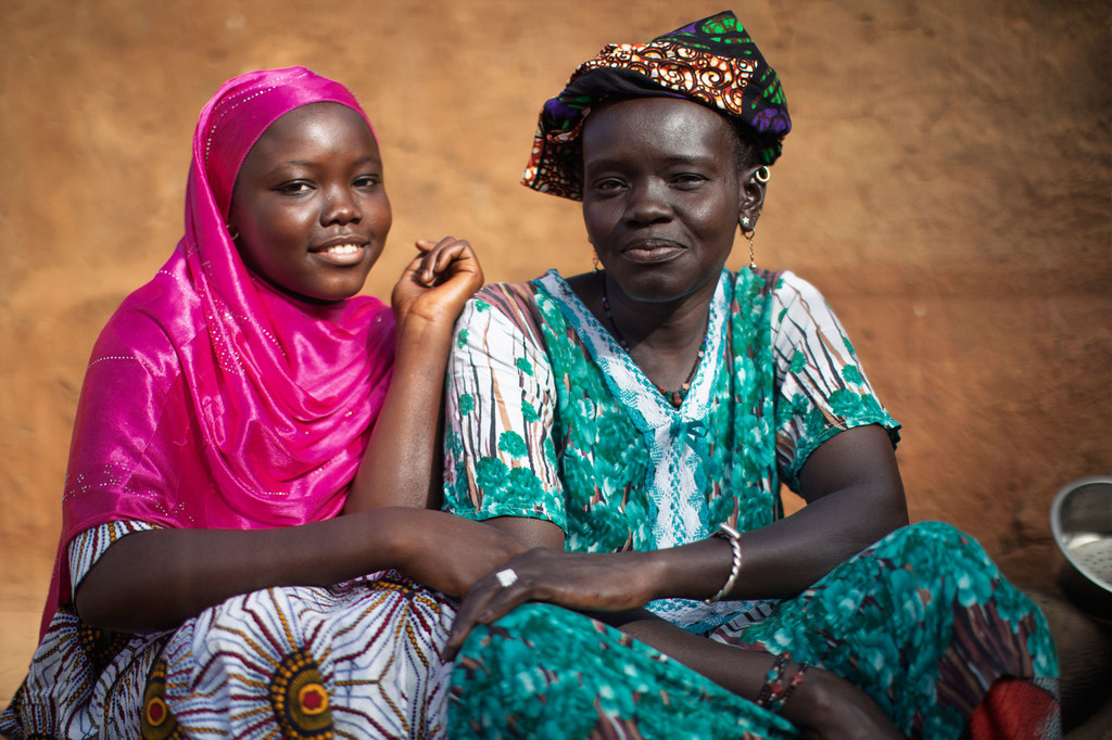 Young girls who have earned their high school diplomas at their school in a village in Mali.