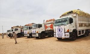 A WFP food convoy prepares for departure in Sudan. (file)