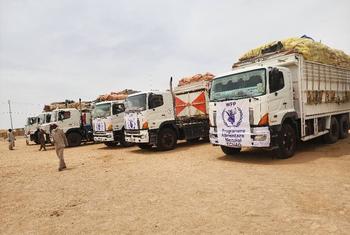 A WFP food convoy prepares for departure in Sudan. (file)