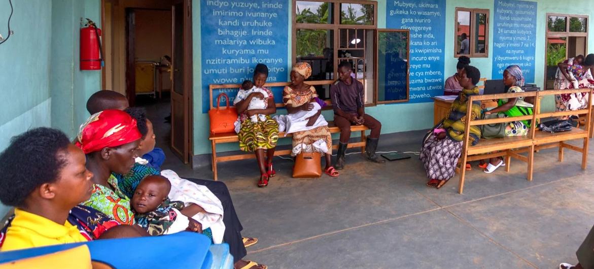 Waiting area at a medical clinic in Rwanda.  The rate of vaccination against hepatitis B at birth is only 45% globally, of which the WHO Africa region is less than 20%.
