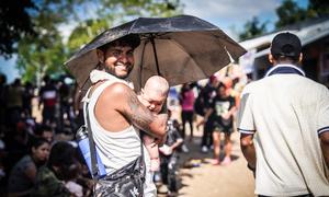 A Venezuelan migrant makes his way across  the Darien region in Panama. 