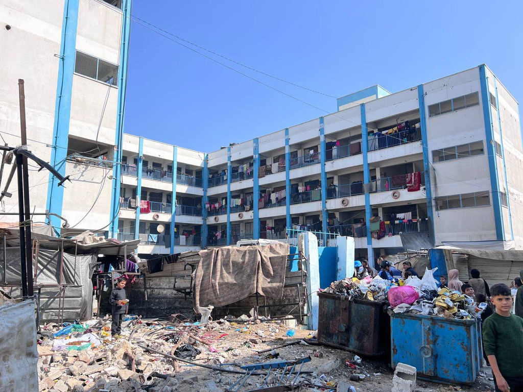 Former schools continue to be used as shelters for displaced people in the northern Gaza Strip.