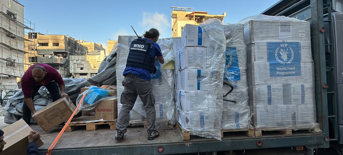 The UN delivers supplies to Kamal Adwan hospital in Gaza.