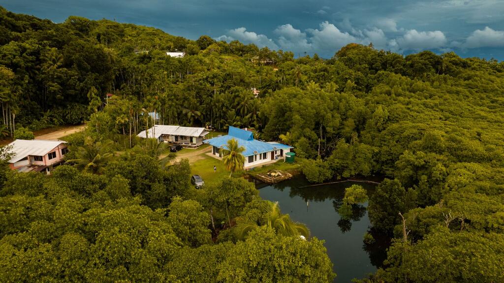 A disaster shelter sits on higher ground in Palau.