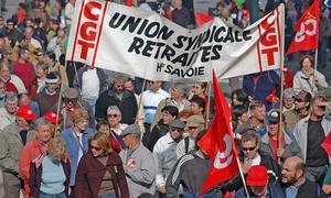 Trade union members France during a nationwide strike. (file)