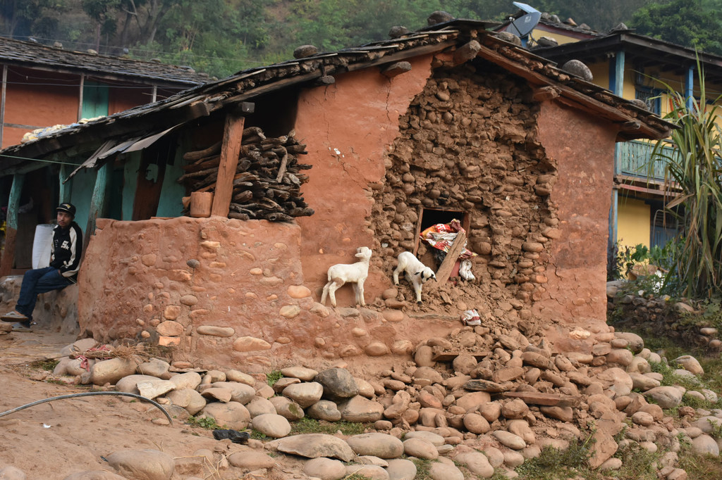 Les maisons ont été gravement endommagées par le séisme ayant frappé l'ouest du Népal le 3 novembre.