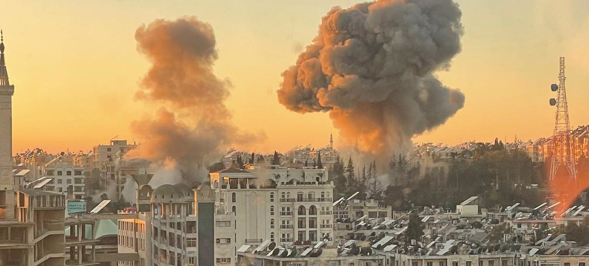 Explosions in Aleppo, during the fall of the Bashar al-Assaf regime in December 2024