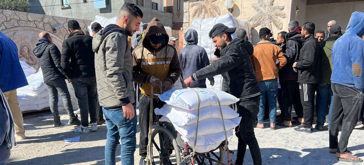 More than 350,000 families in Gaza have received flour distributed by UNRWA.