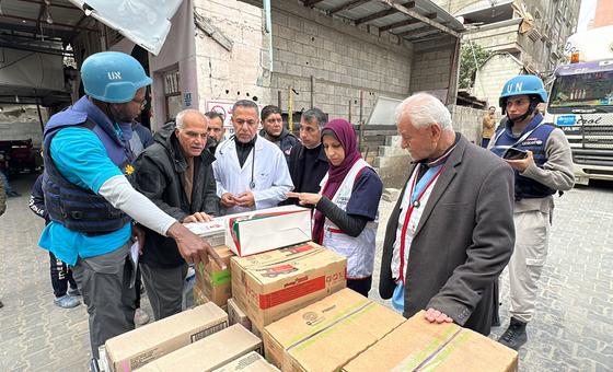 WHO delivering essential medical supplies during a UN mission to Al-Awda hospital in northern Gaza earlier this year. (file)