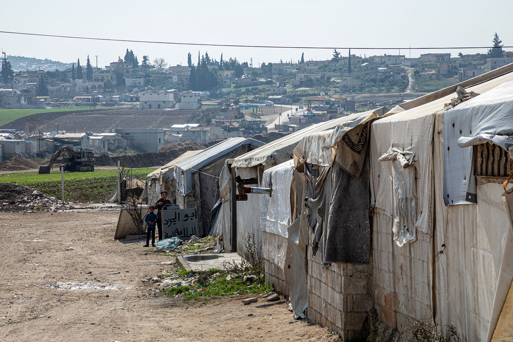 Des abris temporaires sont alignés dans la zone rurale d'Alep, en Syrie. (archive)