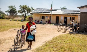 Solar panels provide cost-efficient, sustainable and reliable sources of energy, at a health centre in Shibuyunji District Zambia.