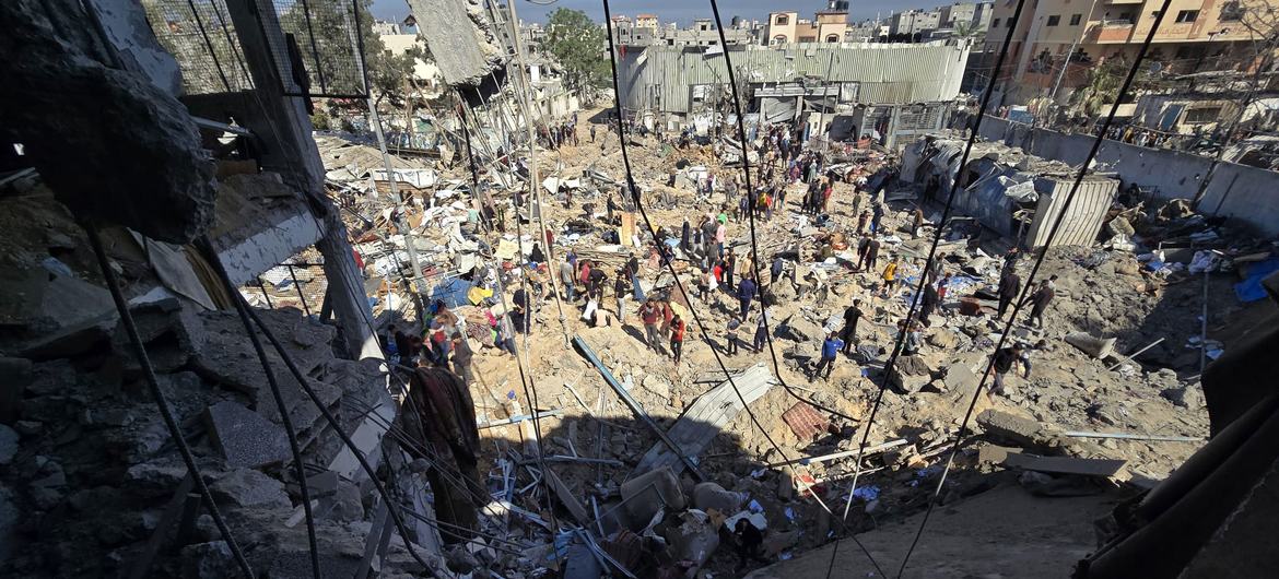 An UNRWA school turned shelter in Al Bureij, Gaza, lies in ruins following a missile attack in May 2025. An UNRWA school turned shelter in Al Bureij, Gaza, lies in ruins following a missile attack in May 2025.